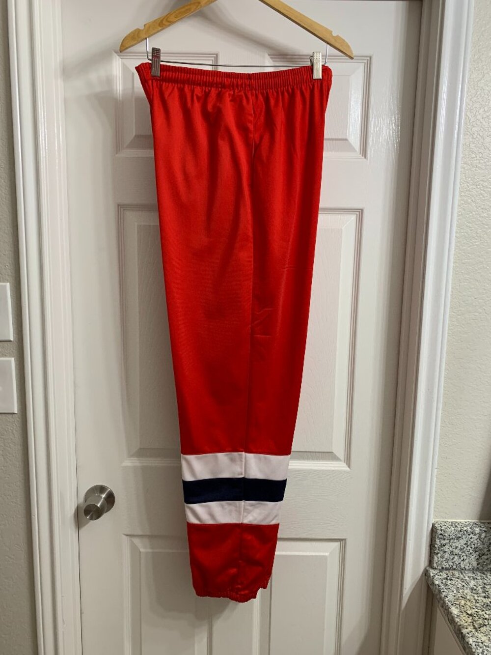Men's Red, White, Black Athletic Pants, Size XL
